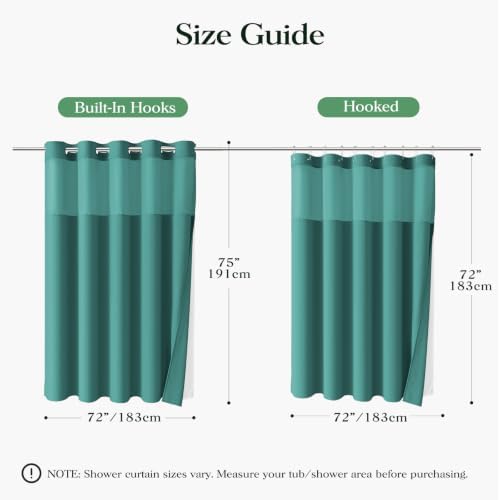 Dynamene Seaweed Green Hook Free Waffle Shower Curtain & Snap Liner,72x75