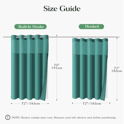 Dynamene Seaweed Green Hook Free Waffle Shower Curtain & Snap Liner,72x75