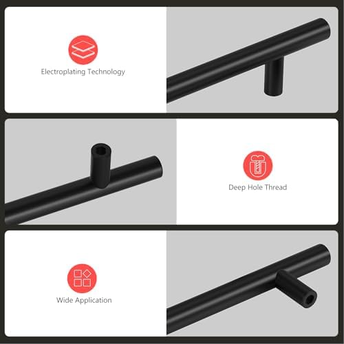 homdiy Black Cabinet Handles 10Pack 5inch Hole Center Kitchen Drawer Pulls and Knobs Stainless Steel Cabinet Hardware for Bathroom, Cupboard