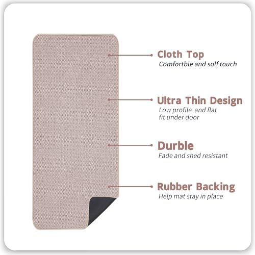 Bosap Bath Mat,Ultra Thin Bathroom Runner Rugs,Large Bath Mats for Bathroom,Quick Dry,Non-Slip,Machine Washable,Low Pile,Bath Rug,Shower Outside,Sink,Home Decor Accessories.Beige,3'x6'(36x72inch)