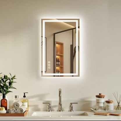 16"x24" LED Bathroom Mirror with Anti-Fog, Backlit & Front Lights, Memory