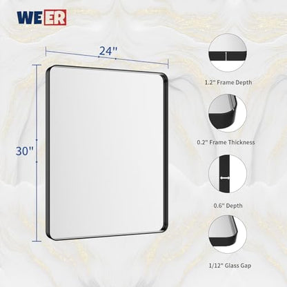WEER Black Bathroom Vanity Mirror 24X30 Inch