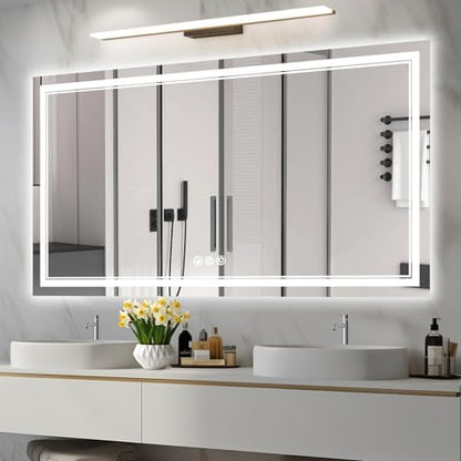 Ratsamee 55"x30" LED Bathroom Mirror with Lights, Backlit + Front Lit