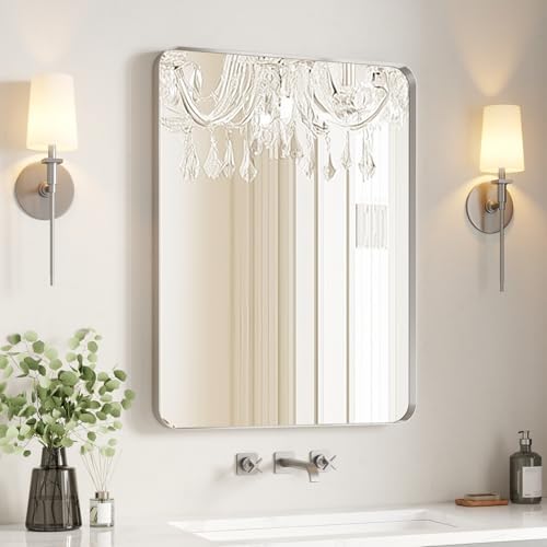 USHOWER Brushed Nickel Bathroom Mirror 24"x36"