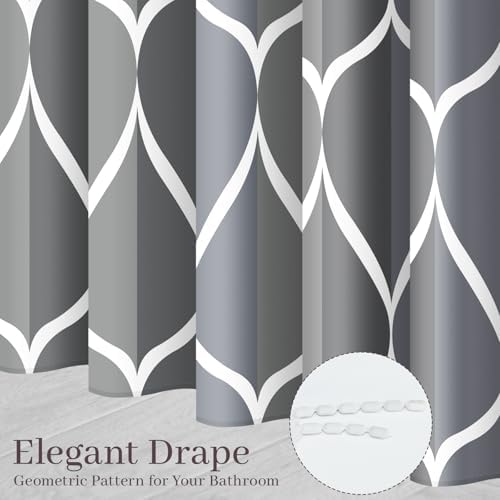 Gelbchu Geometric Shower Curtain for Bathroom, Gray Blue, 72x72 Inch