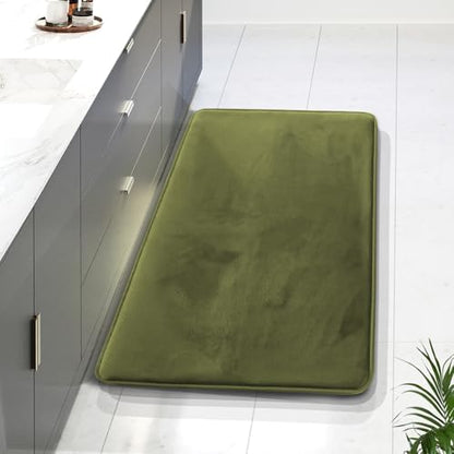 Clara Clark Bathroom Rugs, Velvet Memory Foam Bath Mat, Non-Slip Bath Rugs, Machine Wash, Dries Quickly, Ultra Soft Plush Bath Mats for Bathroom, 24 x 36, Sage Green