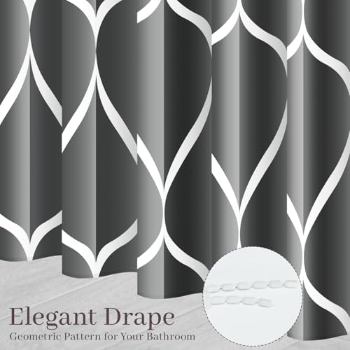 Gelbchu Geometric Shower Curtain for Bathroom, Dark Gray, 72x72 Inch