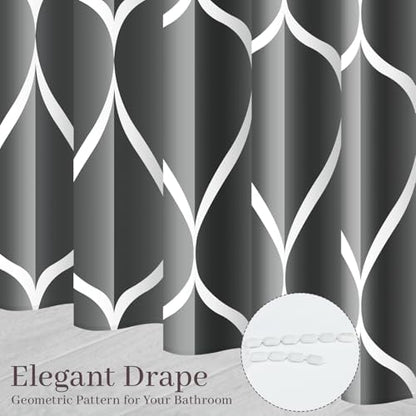 Gelbchu Geometric Shower Curtain for Bathroom, Dark Gray, 72x72 Inch