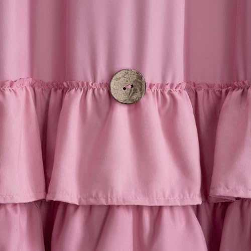 Ruffle Farmhouse Shower Curtain, Pink Vintage Shower Curtains for Bathroom Fabric Cute Rustic Cloth, 72" W X 72" L Inch