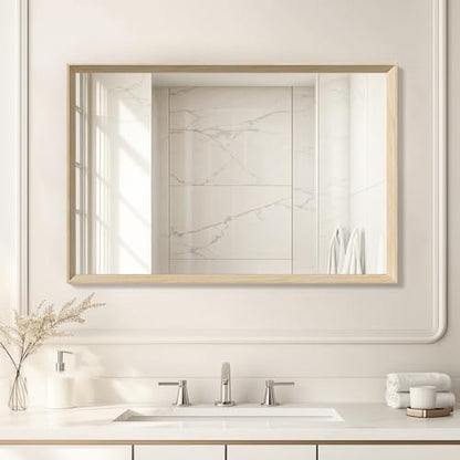 Oak Wood Effect Framed Wall Mirror, 24x36 Rectangle Mirror