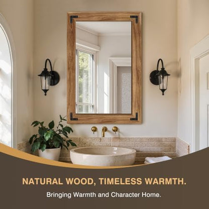 Bathroom Mirror for Wall, 24" x 36" Wooden Vanity Mirror