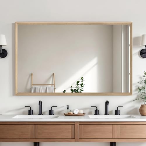 Oak Wood Effect Framed Wall Mirror, 30x48 Rectangle Mirror