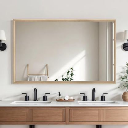 Oak Wood Effect Framed Wall Mirror, 30x48 Rectangle Mirror
