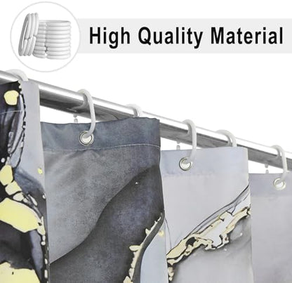 Black Marble Shower Curtain, Modern Abstract Luxury Black Gold Ink Texture Watercolor Art Bathroom Curtains Ombre Machine Washable Waterproof Fabric Bathtub Curtain Set with Hooks 72" Wx84 L