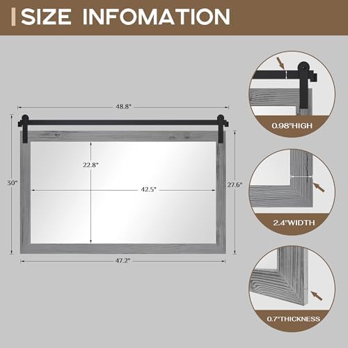 COGOOD Farmhouse Bathroom Mirrors for Over Sink - 30 x 49 Grey