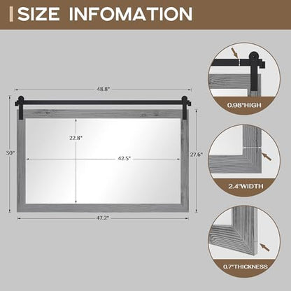 COGOOD Farmhouse Bathroom Mirrors for Over Sink - 30 x 49 Grey