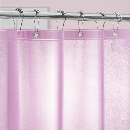 Seenus Dreamy Pink Glitter PEVA Shower Curtain Liner Long 72 x 75 Inch, Waterproof Plastic Sparkle Shower Curtain with 3 Weighted Magnets, Cute Shimmery Bathroom Décor Shower Curtain Bpa-Free