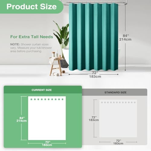 Dynamene Extra Long Waffle Shower Curtain 256GSM Fabric 72x84 Seaweed Green