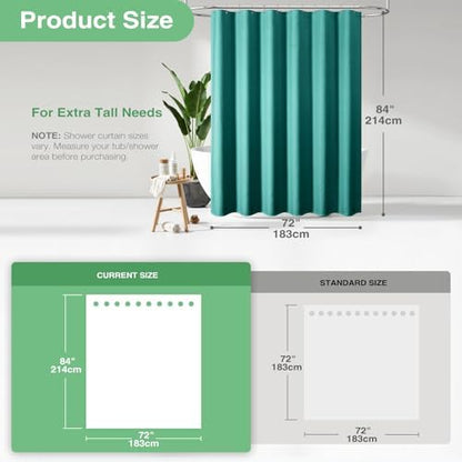 Dynamene Extra Long Waffle Shower Curtain 256GSM Fabric 72x84 Seaweed Green