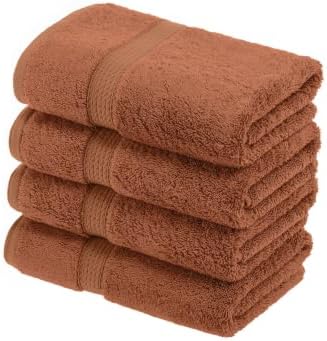 SUPERIOR Egyptian Cotton Plush & Absorbent, Hand Towel Set of 4, Rust