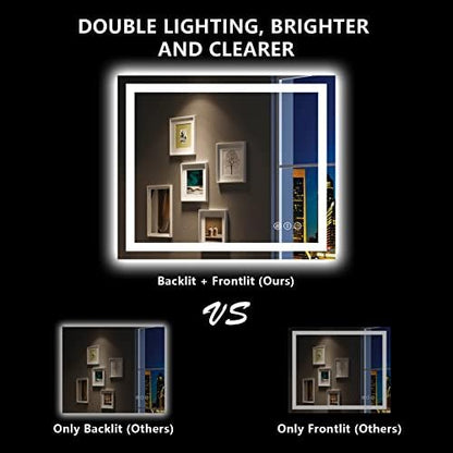 48x36 LED Bathroom Mirror with Lights, Lighted Vanity Mirror