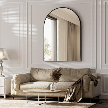 BEAUTYPEAK 30"x40" Arch Bathroom Wall Mirror, Black