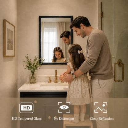 22x30 Inch Matte Black Bathroom Mirror for Over Sink