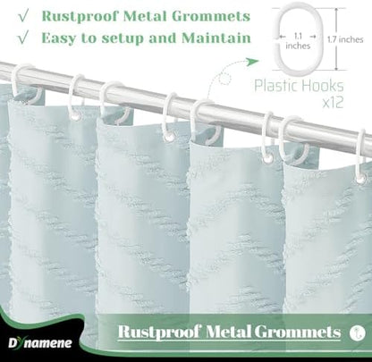 Dynamene Extra Long Boho Shower Curtain Tufted Chevron 72"x96" Fog Blue