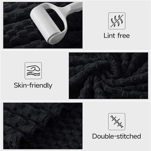 REDKISS Black Microfiber Towels Set of 6-35x70 Inches Oversized Bath Sheets, Extra Large Bath Towels Set of 6 for Adults, Super Soft Quick Dry Lint Free Absorbent Waffle Microfiber Shower Towels