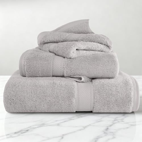 SUPERIOR Egyptian Cotton Ultra Plush & Absorbent, 3 Piece Set, Silver