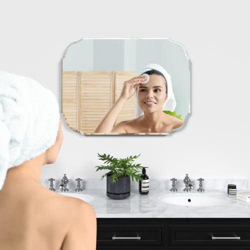 18 x 24 Inch Silver Wall Mirror-Beveled Edge Frameless Mirrors for Bathroom, Vanity, Bedroom, Rectangle Mirrors