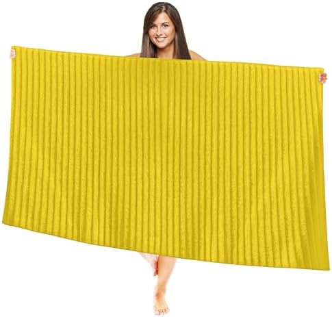 Elegant Comfort 100% Turkish Cotton Corduroy Ribbed Luxury Jumbo Bath Towel Ultra Soft - 35 x 70 Inch - Luxury Spa Premium Hotel Quality Highly Absorbent and Quick Dry Large Bath Towel, Yellow
