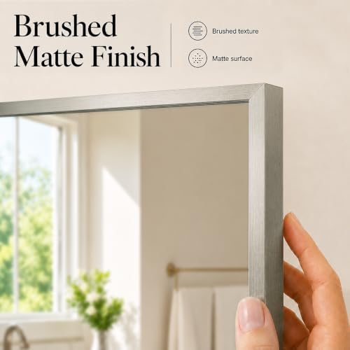 40"x30" Brushed Nickel Framed Rectangle Bathroom Vanity Wall Mirror