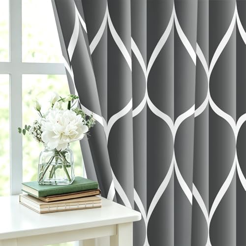 Gelbchu Geometric Shower Curtain for Bathroom, Dark Gray, 72x72 Inch
