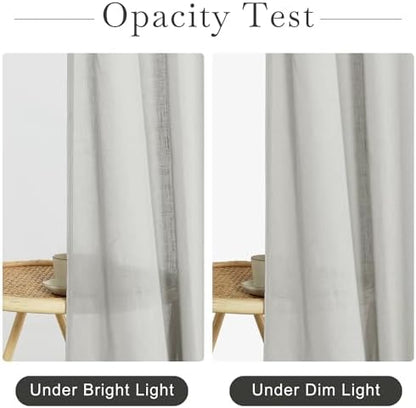 KGORGE Linen Blend Semi-Sheer Shower Curtains Grey for Bathroom