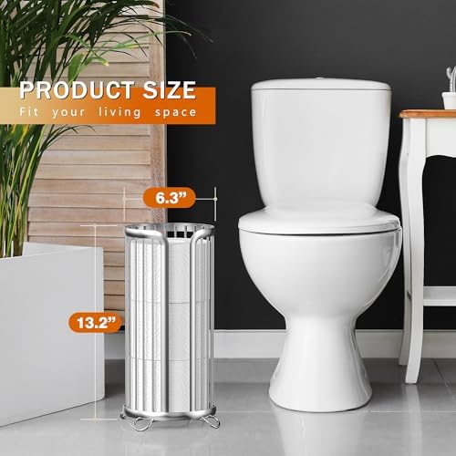 Toilet Paper Holder Stand, Freestanding Toilet Paper Storage,2 Pack,Silver