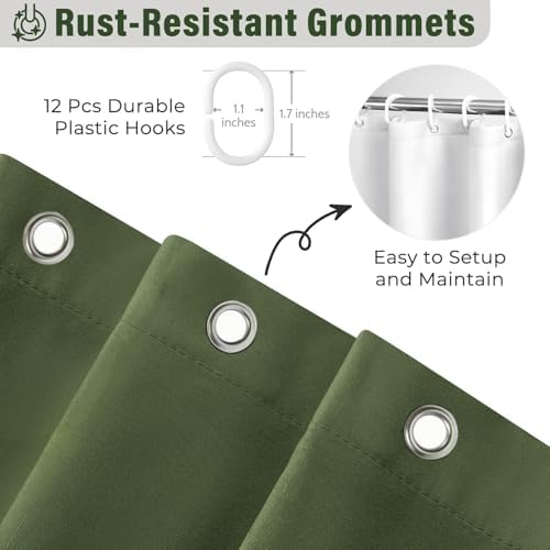 Seasonwood Green Ruffle Shower Curtain Farmhouse Shower Curtain 72 X 78