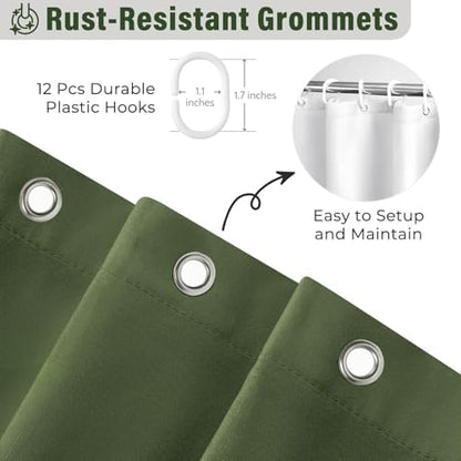 Seasonwood Green Ruffle Shower Curtain Farmhouse Shower Curtain 72 X 78