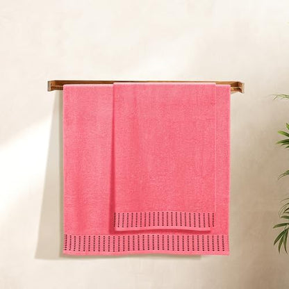 BELIZZI HOME Cotton 2 Pack Oversized Bath Towel Set 28x55 inches, Large Bath Towels, Ultra Absorbant Compact Quickdry & Lightweight Towel, Ideal for Gym Travel Camp Pool - Coral Orange