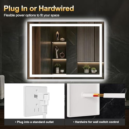 LED Bathroom Mirror with Light, 30x40 Vanity Mirror for Wall with Frame