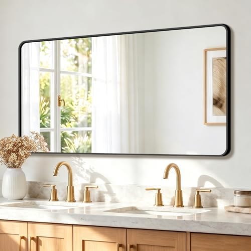 FICTOR Bathroom Mirror for Over Sink, 30"x55" Vanity Mirror for Wall, Black