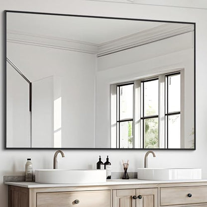 DESBING Black Bathroom Mirror for Wall, 36x48 Inch Rectangle Mirrors with Metal Frame, Modern Vanity Wall Mirror Decor for Entryway Hangs, Bathroom Living Room Horizontal or Vertical