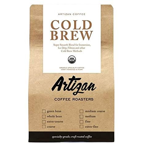 Artizan Coffee USDA Organic Ground Coffee | Cold Brew Blend | Medium-Dark Roast | Extra Coarse | 10 oz | Roasted in South Florida