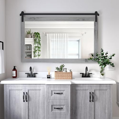 COGOOD Farmhouse Bathroom Mirrors for Over Sink - 30 x 49 Grey