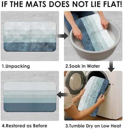Bathroom Sets with Shower Curtain and Rugs, 4 Pcs, Striped Ombre
