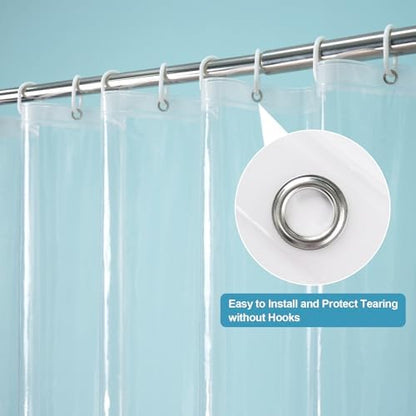 EurCross Stall Clear Shower Curtain Liner with Hooks and 5 Magnet Weights, Heavy Duty Waterproof Premium 9G PEVA Transparent Plastic Stall Shower Curtain 54 x72 inch, 9 Metal Grommets