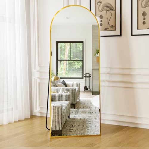 Dewfig Mirror Full Length, 64"X21" Arched Floor Mirror, Gold