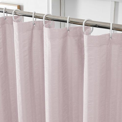 Aiyufeng Moga Pink Shower Curtain - 3D Embossed Cloth Shower Curtain for Bathroom, Hotel Luxury Pink Bathroom Curtains, Machine Washable, Standard Size 72Wx78H