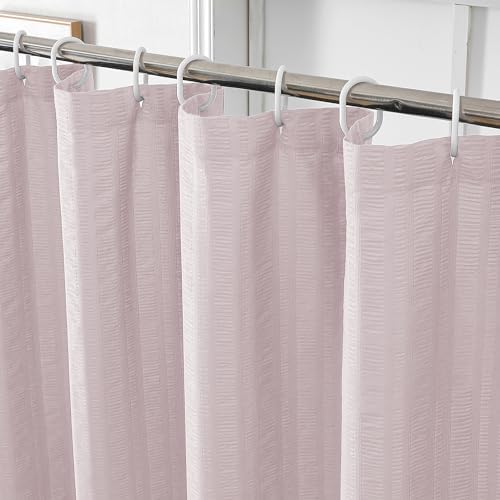 Aiyufeng Moga Pink Shower Curtain 84 Inches Long, 3D Embossed Textured Fabric Shower Curtain for Bathroom - Soft Cloth & Hotel Spa Luxury, Machine Washable, 72X84, Pink