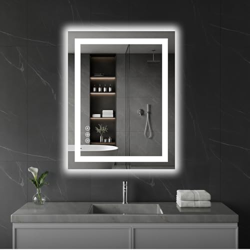 Koonmi 35x24 LED Bathroom Mirror, Shatterproof Mirror with Light
